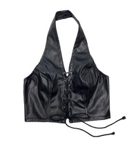 Load image into Gallery viewer, She&#39;s Bad- Faux Leather Lace Up Halter Top
