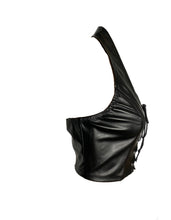 Load image into Gallery viewer, She&#39;s Bad- Faux Leather Lace Up Halter Top
