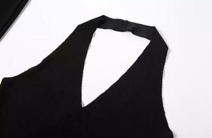 Ribbed Cut-Out Halter Dress Set