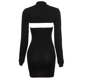 Ribbed Cut-Out Halter Dress Set
